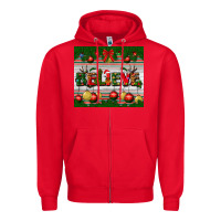 Red Christmas Believe Zipper Hoodie - BundleAndBundleShop