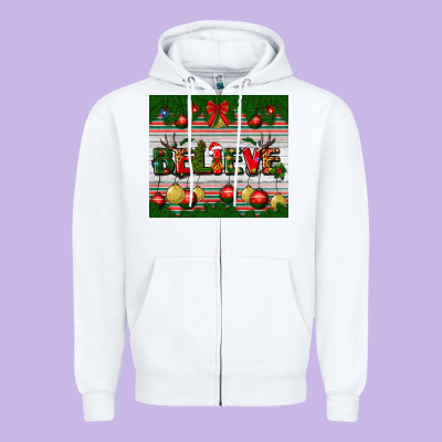 Christmas Believe Zipper Hoodie Designed By Bundleandbundleshop
