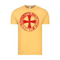 Vintage Mustard Mens Crusader Knight  Knights Templar Cross T  Badge Vintage Tee - longCreatives
