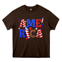 Chocolate Brown America Heavy Core Tee - NancyCooperArtShop