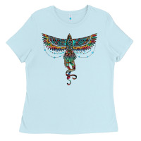 Baby Blue aztec serape thunderbird Ladies Tee - RanaPortraitStore