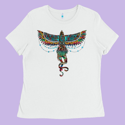 Aztec Serape Thunderbird Ladies Tee Designed By Ranaportraitstore