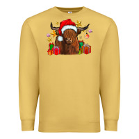 Antique Gold festive highland cow Premium Sweatshirt - CowhideDigitalArt