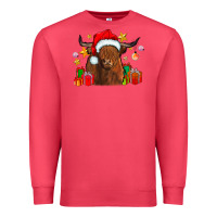 Cardinal festive highland cow Premium Sweatshirt - CowhideDigitalArt