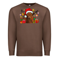 Chestnut festive highland cow Premium Sweatshirt - CowhideDigitalArt