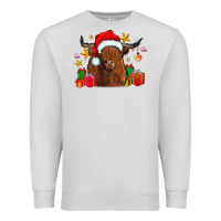 Dove Grey festive highland cow Premium Sweatshirt - CowhideDigitalArt