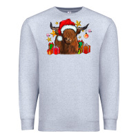 Heather Grey festive highland cow Premium Sweatshirt - CowhideDigitalArt