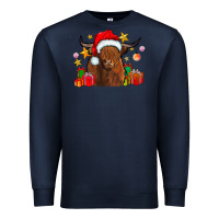 Navy festive highland cow Premium Sweatshirt - CowhideDigitalArt
