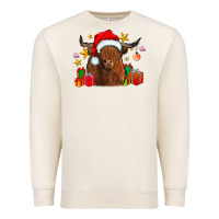 Sandshell festive highland cow Premium Sweatshirt - CowhideDigitalArt