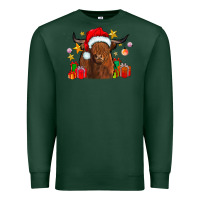 Sports Green festive highland cow Premium Sweatshirt - CowhideDigitalArt