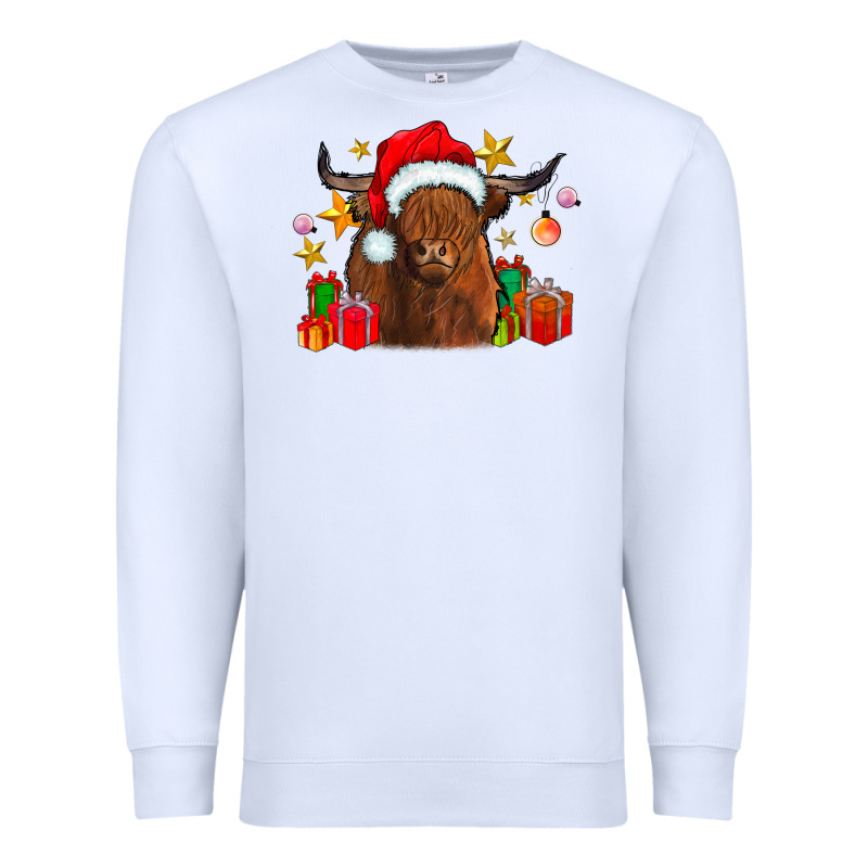 Festive Highland Cow Premium Sweatshirt by CowhideDigitalArt | Teevron