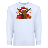 White festive highland cow Premium Sweatshirt - CowhideDigitalArt