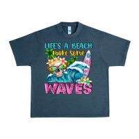 Midnight Navy Life's a beach make some waves Urban Heavy Tee - NancyCooperArtShop