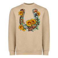 Mushroom western leopard cowhide sunflowers horseshoe Heavyweight Sweatshirt - OliviaCreatesArt