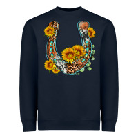 Navy western leopard cowhide sunflowers horseshoe Heavyweight Sweatshirt - OliviaCreatesArt