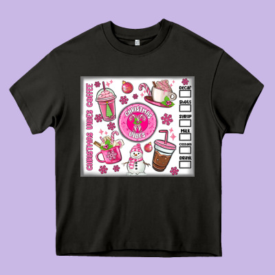Christmas Vibes Coffee Heavy Core Tee Designed By Maliassmallbusiness