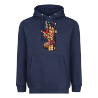 Navy merry christmas skeleton hand Heavyweight Hoodie - CowhideDigitalArt