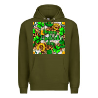 Army Green Happy St. Patrick's Day pattern digital paper Premium Hoodie - BundleAndBundleShop