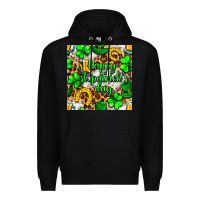 Black Happy St. Patrick's Day pattern digital paper Premium Hoodie - BundleAndBundleShop