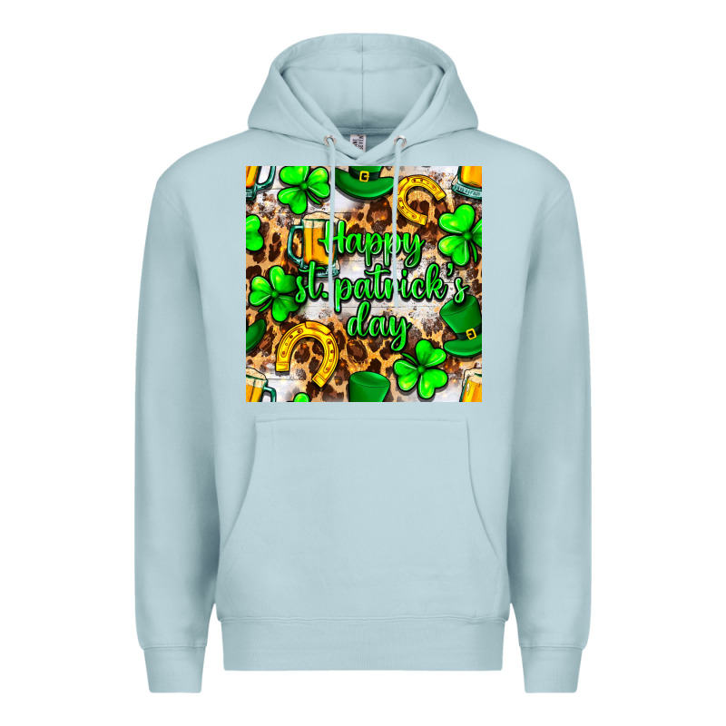 Happy St. Patrick's Day Pattern Digital Paper Premium Hoodie by BundleAndBundleShop | Teevron