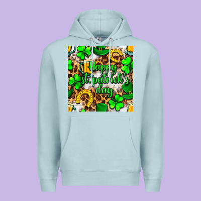 Happy St. Patrick's Day Pattern Digital Paper Premium Hoodie Designed By Bundleandbundleshop