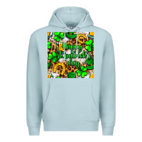 Blue Mist Happy St. Patrick's Day pattern digital paper Premium Hoodie - BundleAndBundleShop