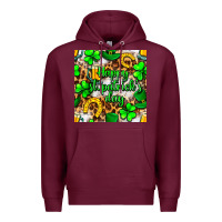 Burgundy Happy St. Patrick's Day pattern digital paper Premium Hoodie - BundleAndBundleShop