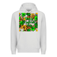 Dove Grey Happy St. Patrick's Day pattern digital paper Premium Hoodie - BundleAndBundleShop