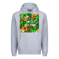 Heather Grey Happy St. Patrick's Day pattern digital paper Premium Hoodie - BundleAndBundleShop