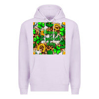 Lilac Happy St. Patrick's Day pattern digital paper Premium Hoodie - BundleAndBundleShop