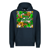 Navy Happy St. Patrick's Day pattern digital paper Premium Hoodie - BundleAndBundleShop