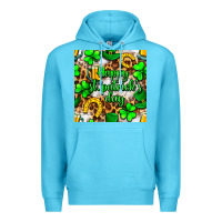 Ocean Blue Happy St. Patrick's Day pattern digital paper Premium Hoodie - BundleAndBundleShop