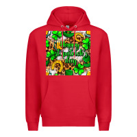 Red Happy St. Patrick's Day pattern digital paper Premium Hoodie - BundleAndBundleShop