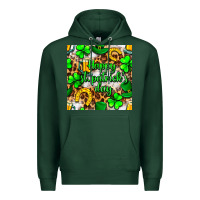 Sports Green Happy St. Patrick's Day pattern digital paper Premium Hoodie - BundleAndBundleShop