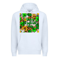 White Happy St. Patrick's Day pattern digital paper Premium Hoodie - BundleAndBundleShop