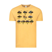 Vintage Mustard Top Ten Best WW2 Tanks M4 Sherman Panzer IV Tiger II T34 Vintage Tee - longCreatives