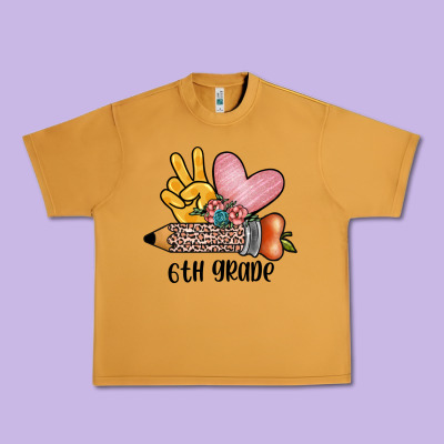 Peace Love 6th Grade Urban Heavy Tee Designed By Jahusdesignshop