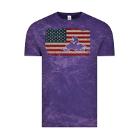Cloud Purple Snowmobile USA Flag Snow Sled Patriotic Snowmobiling Gift Vintage Tee - longCreatives