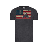 Vintage Black Snowmobile USA Flag Snow Sled Patriotic Snowmobiling Gift Vintage Tee - longCreatives
