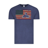 Vintage Denim Snowmobile USA Flag Snow Sled Patriotic Snowmobiling Gift Vintage Tee - longCreatives