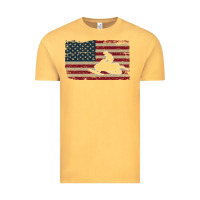Vintage Mustard Snowmobile USA Flag Snow Sled Patriotic Snowmobiling Gift Vintage Tee - longCreatives