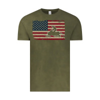Vintage Olive Snowmobile USA Flag Snow Sled Patriotic Snowmobiling Gift Vintage Tee - longCreatives