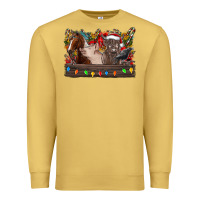 Antique Gold festive farmyard gathering Premium Sweatshirt - CowhideDigitalArt