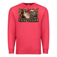 Cardinal festive farmyard gathering Premium Sweatshirt - CowhideDigitalArt