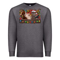 Charcoal Heather festive farmyard gathering Premium Sweatshirt - CowhideDigitalArt