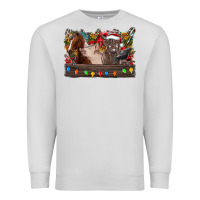 Dove Grey festive farmyard gathering Premium Sweatshirt - CowhideDigitalArt