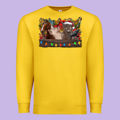 Festive Farmyard Gathering Premium Sweatshirt Designed By Cowhidedigitalart