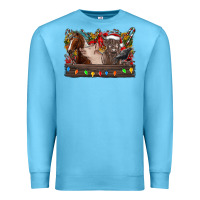Ocean Blue festive farmyard gathering Premium Sweatshirt - CowhideDigitalArt