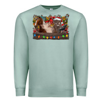 Seafoam festive farmyard gathering Premium Sweatshirt - CowhideDigitalArt