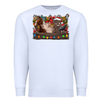 White festive farmyard gathering Premium Sweatshirt - CowhideDigitalArt